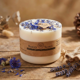 Beauty Scents Large Candle With Wild Flowers Angle view on a wooden table