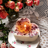 Large Heart Scented Soy Wax  Candle With Rose Petals box of 6