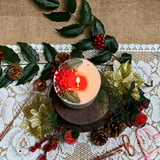 Large Candle with Winter Poinsettia, box of 6