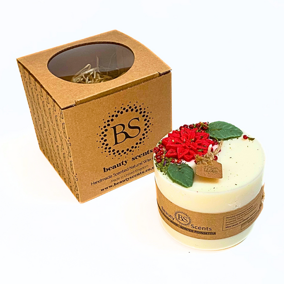 Large Candle with Winter Poinsettia, box of 6