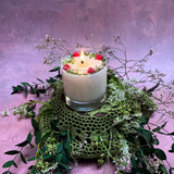 Large Candles with Raspberry in glass container, box of 6
