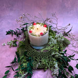 Large Candles with Raspberry in glass container, box of 6
