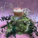 Large Candles with Raspberry in glass container, box of 6
