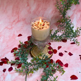 Large Scented Soy Wax  Candle With Rose Petals In Glass Container box of 6