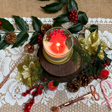 Large Glass Candle with Winter Poinsettia, box of 6