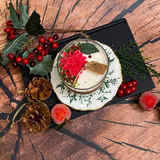 Large Glass Candle with Winter Poinsettia, box of 6