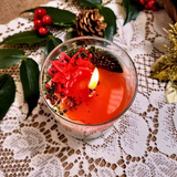 Large Glass Candle with Winter Poinsettia, box of 6
