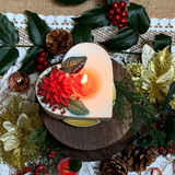 Large Heart Candle with Winter Poinsettia, box of 6