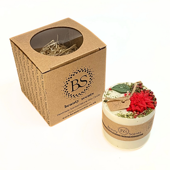 Medium Candle with Winter Poinsettia, box of 6