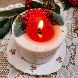 Medium Candle with Winter Poinsettia, box of 6