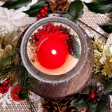 Medium Candle with Winter Poinsettia, box of 6