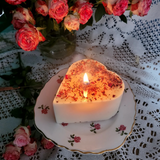 Small Heart Scented Soy Wax  Candle With Rose Petals box of 6