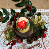 Small Candle with Winter Poinsettia, box of 6