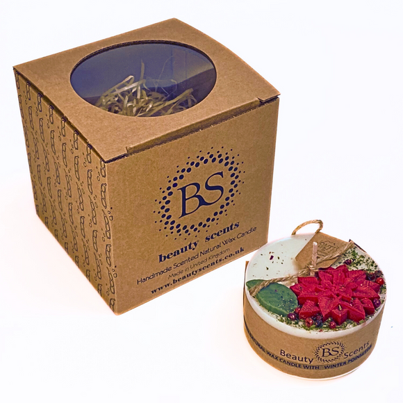 Small Candle with Winter Poinsettia, box of 6