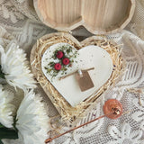 Heart candle with red berries, vegan and rustic, in wooden gift box