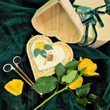 Lemon-themed heart candle in eco-friendly wooden heart gift box