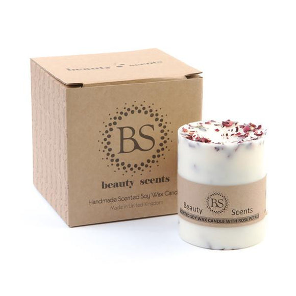 Medium Scented Soy Wax  Candle With Rose Petals box of 6