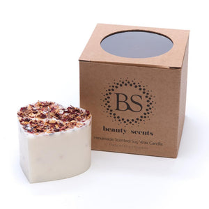 Small Heart Scented Soy Wax  Candle With Rose Petals box of 6