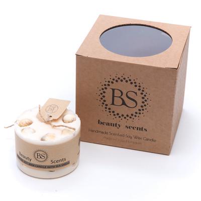 Small Scented Soy Wax  Candle With Sea Shells box of 6