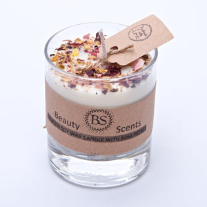 Small Scented Soy Wax  Candle With Rose Petals In Glass Container box of 6