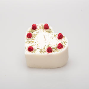 Large Heart Candles with Raspberry, box of 6