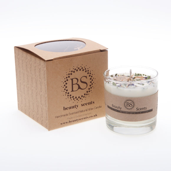 Large Scented Soy Wax  Candle With Wild Flowers In Glass Container box of 6