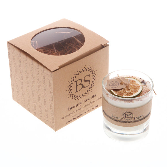 Large Scented Soy Wax Candle With Shredded Cinnamon In Glass Container box of 6